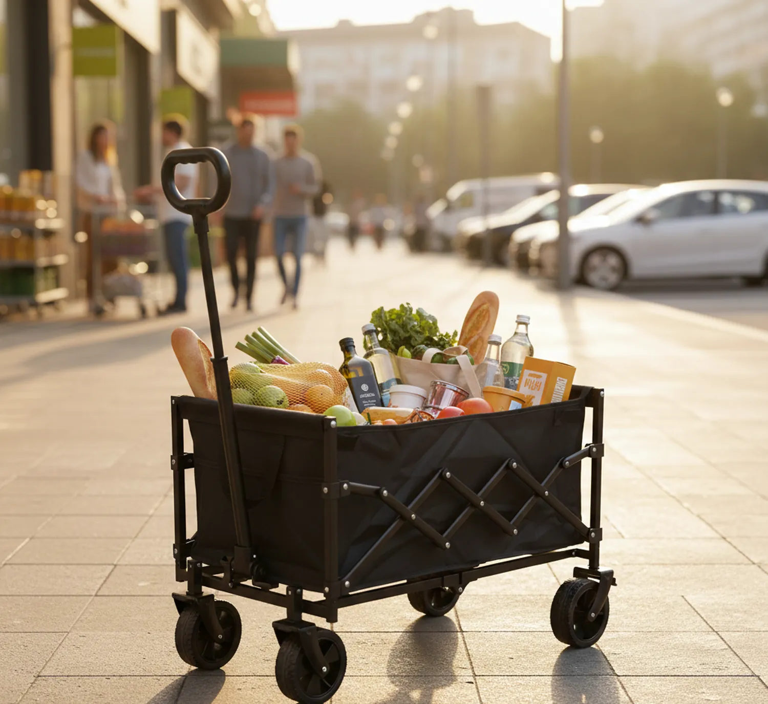 Carro de Transporte Plegable 80 kg con Freno y Ruedas 360° - Imagen 7