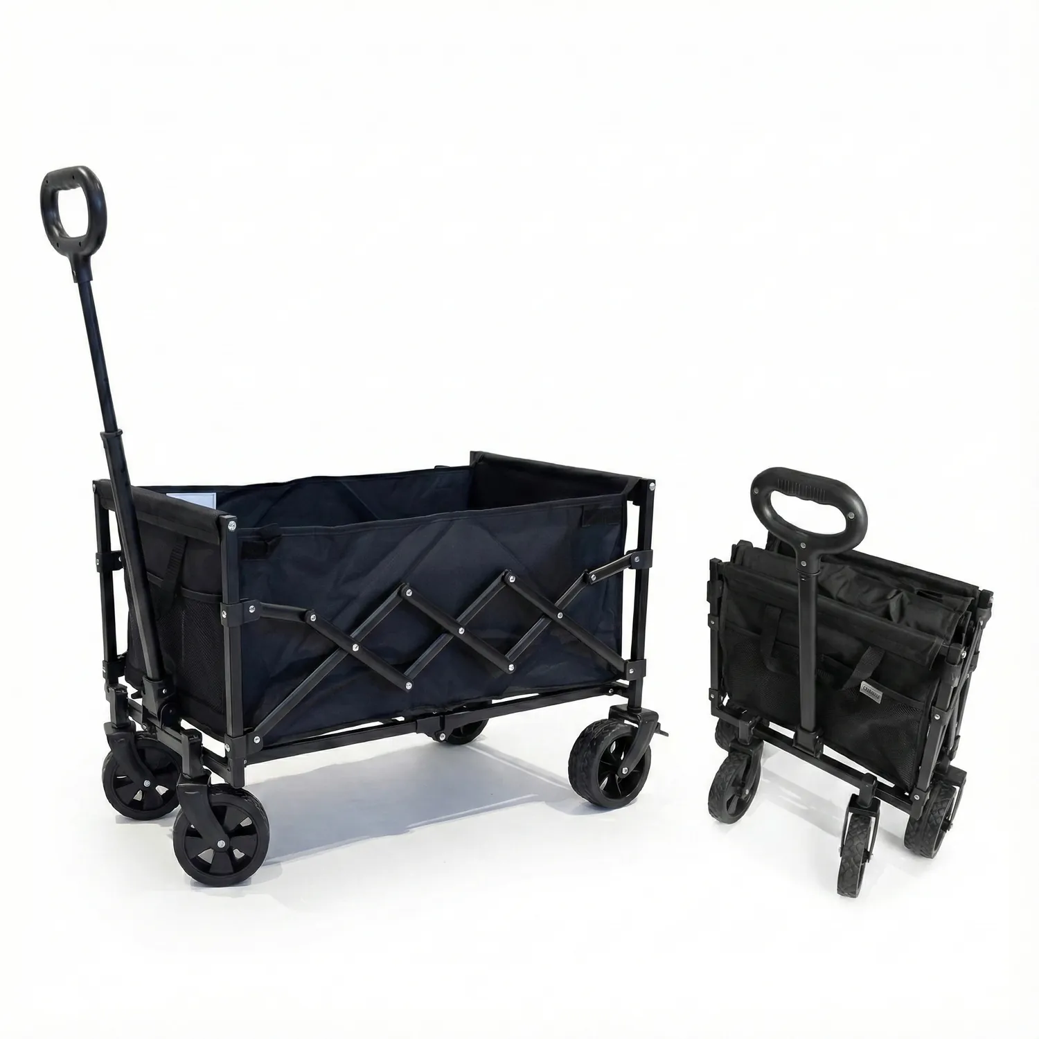 MONDII Carro de Carga Plegable 80 kg, Ruedas Grandes 360°, Freno, Carrito Playa y Camping, Carro Auxiliar para Compras y Jardín, Mango Ajustable